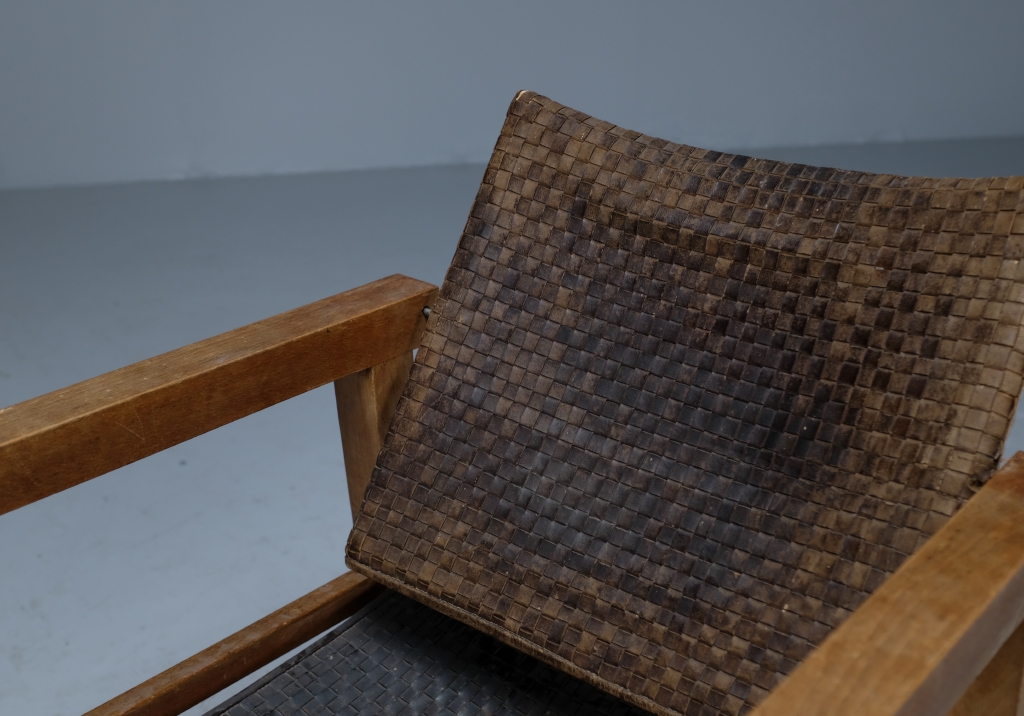 Beech Armchairs: detail of the darker chair's backrest